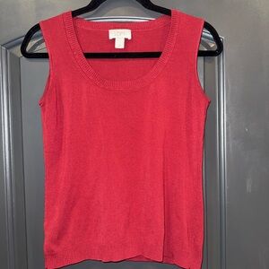 LOFT Red Fitted Sleeveless Tank Top